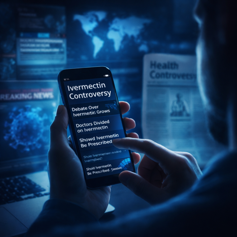 A person searching for ivermectin on their phone